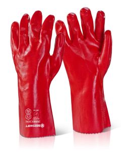 Red PVC Gauntlet Gloves  x6