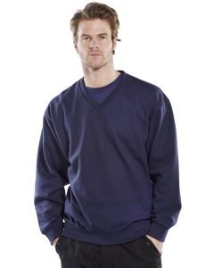 V-Neck Sweater with Fleece Inner